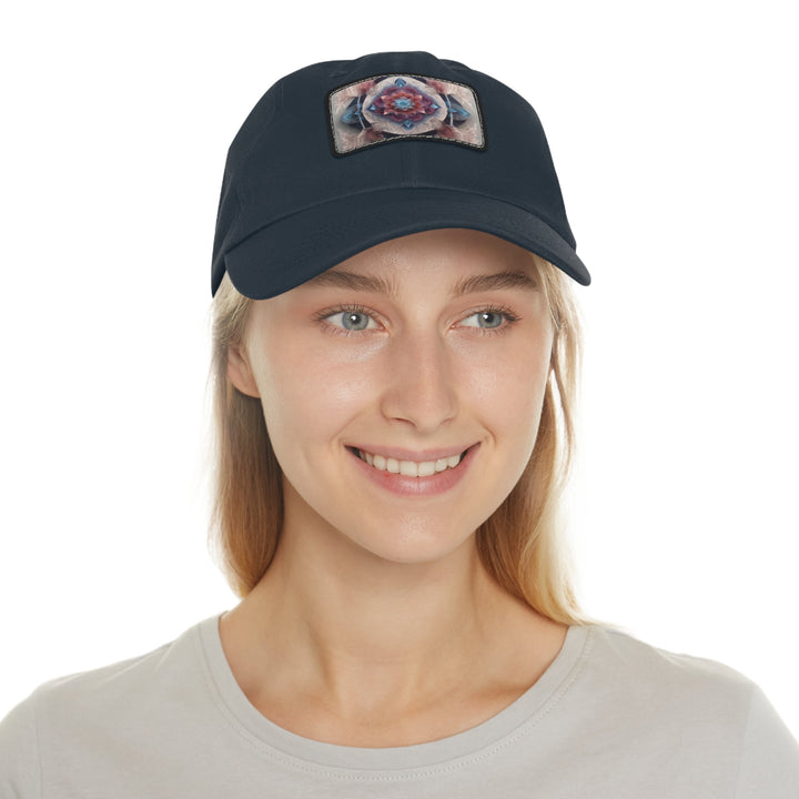 Symmetrical Crystal Bloom - Dad Hat - Hats - g(0D·IO) - White / Black patch - Rectangle - One size