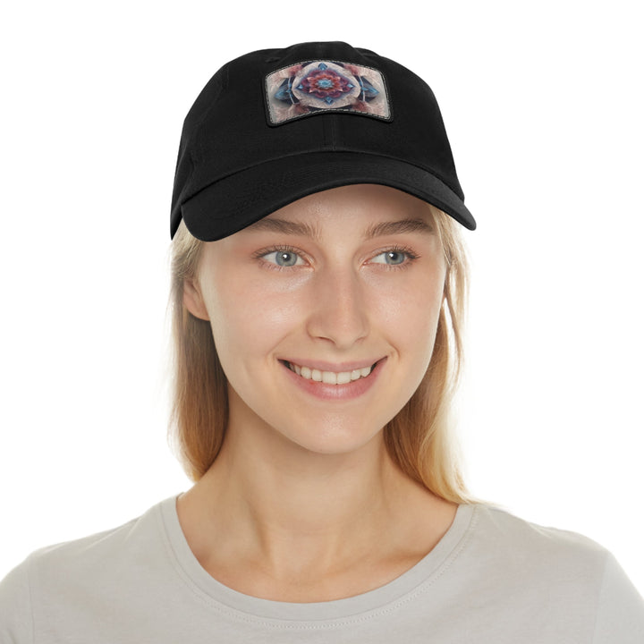 Symmetrical Crystal Bloom - Dad Hat - Hats - g(0D·IO) - White / Black patch - Rectangle - One size