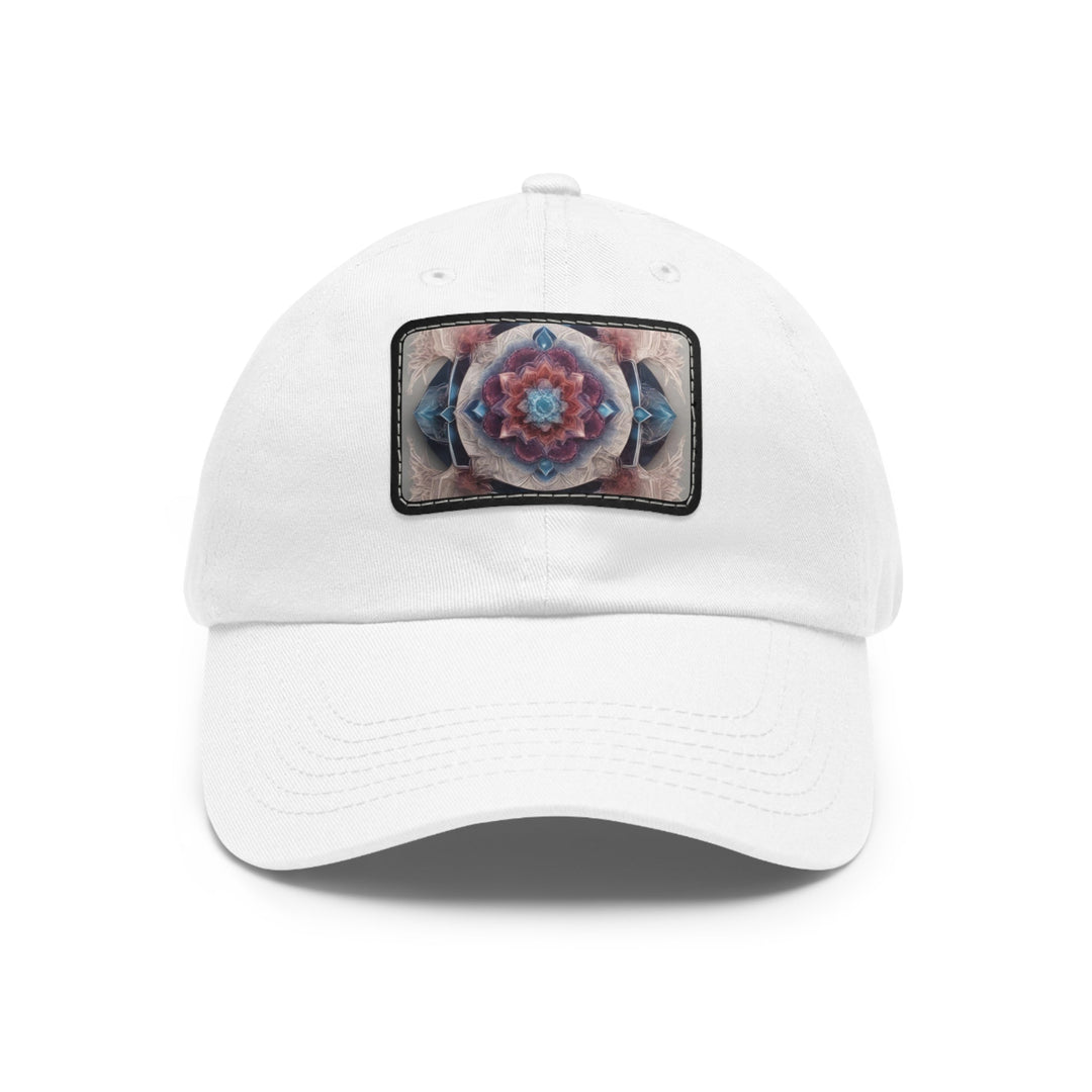 Symmetrical Crystal Bloom - Dad Hat - Hats - g(0D·IO) - White / Black patch - Rectangle - One size