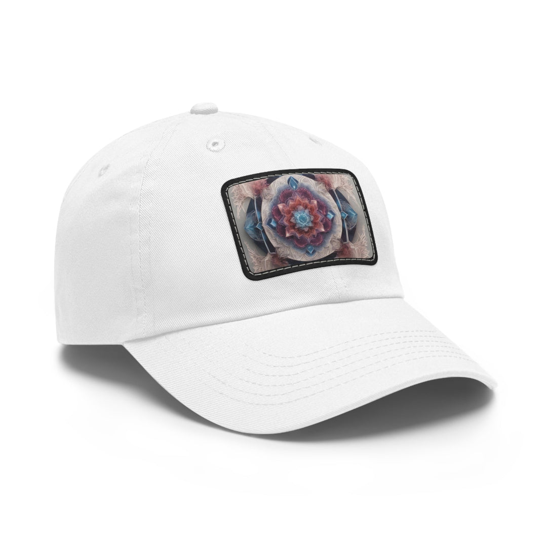 Symmetrical Crystal Bloom - Dad Hat - Hats - g(0D·IO) - White / Black patch - Rectangle - One size