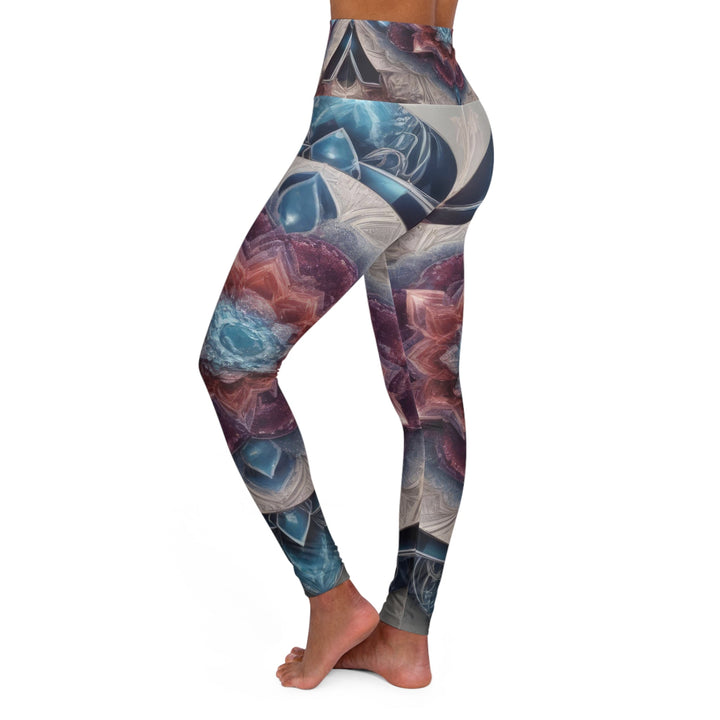 Symmetrical Crystal Bloom - High Waisted AOP Yoga Leggings - All Over Prints - g(0D·IO) - XS - -