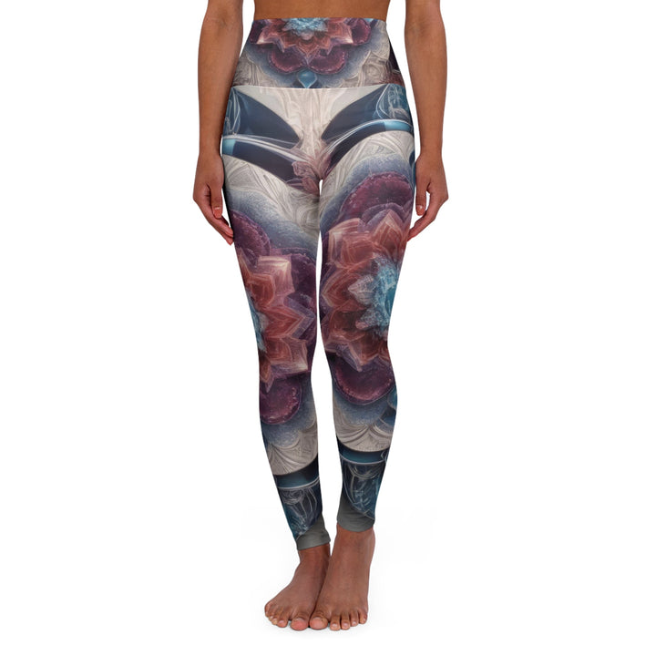 Symmetrical Crystal Bloom - High Waisted AOP Yoga Leggings - All Over Prints - g(0D·IO) - XS - -