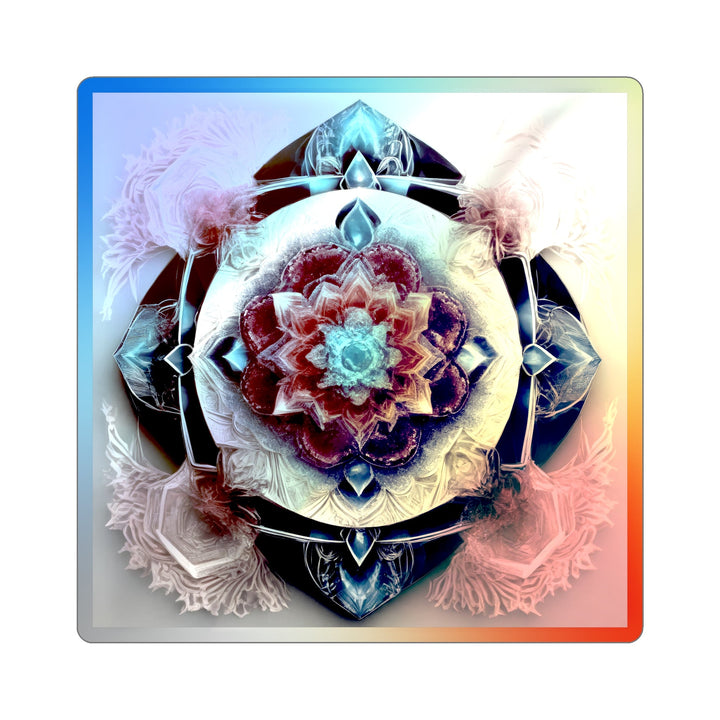 Symmetrical Crystal Bloom - Holographic Die-Cut Sticker - Paper products - g(0D·IO) - 5" × 5" - Die-Cut - Holographic