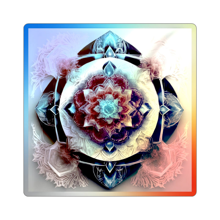 Symmetrical Crystal Bloom - Holographic Die-Cut Sticker - Paper products - g(0D·IO) - 3" × 3" - Die-Cut - Holographic