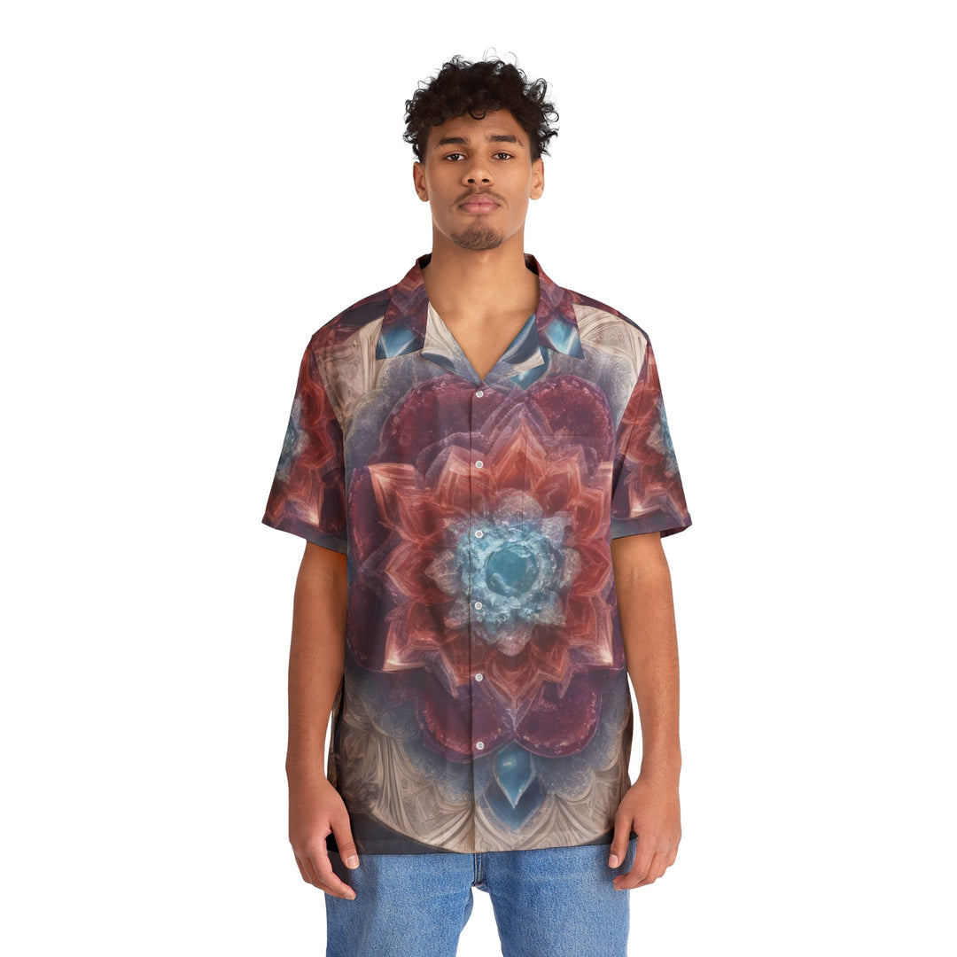 Symmetrical Crystal Bloom - Men's Hawaiian Shirt - All Over Prints - g(0D·IO) - S - Black -