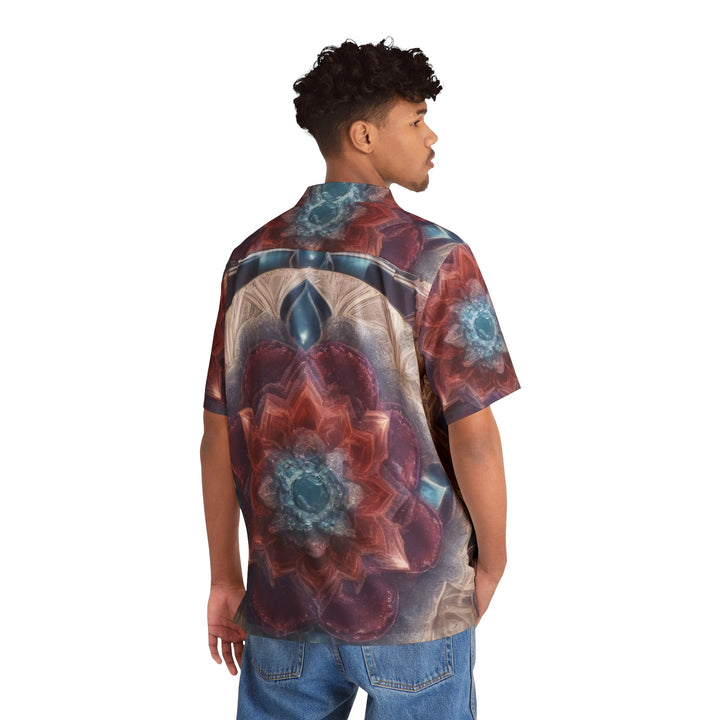 Symmetrical Crystal Bloom - Men's Hawaiian Shirt - All Over Prints - g(0D·IO) - S - Black -