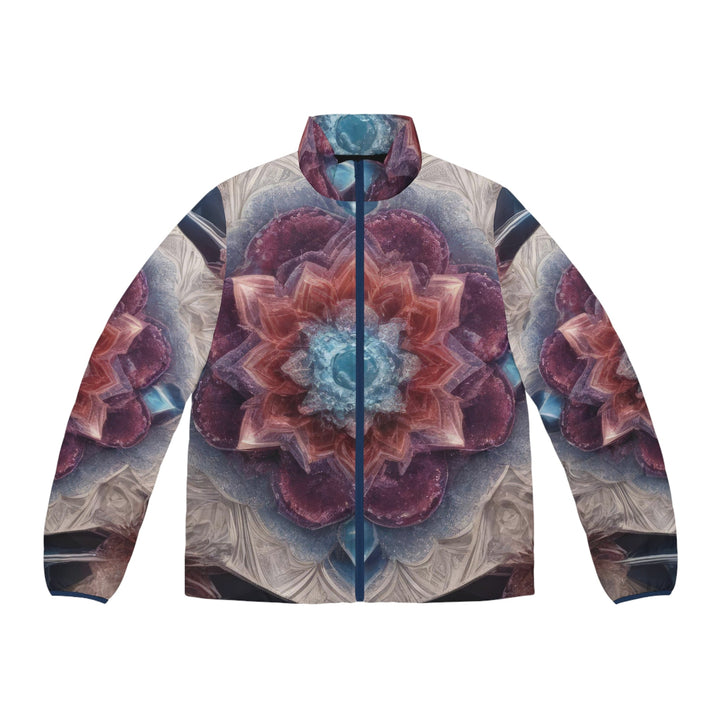 Symmetrical Crystal Bloom - Puffer Jacket - All Over Prints - g(0D·IO) - S - Dark blue zipper -