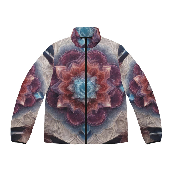 Symmetrical Crystal Bloom - Puffer Jacket - All Over Prints - g(0D·IO) - S - Black zipper -