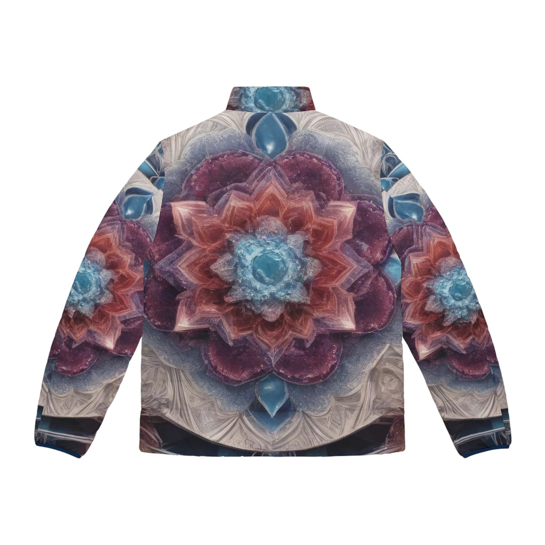 Symmetrical Crystal Bloom - Puffer Jacket - All Over Prints - g(0D·IO) - S - Black zipper -