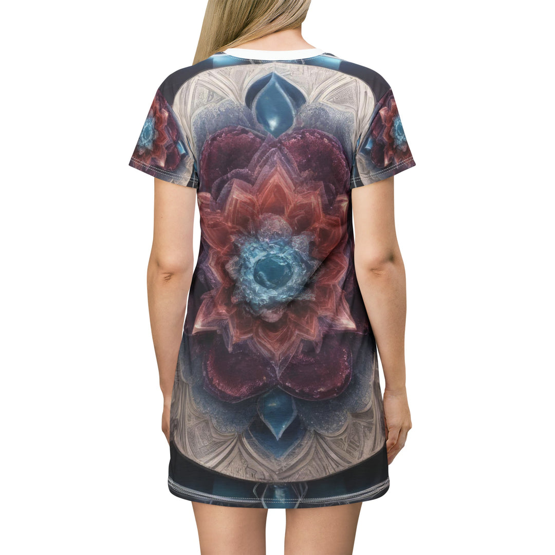 Symmetrical Crystal Bloom - T-Shirt Dress - All Over Prints - g(0D·IO) - XS - -