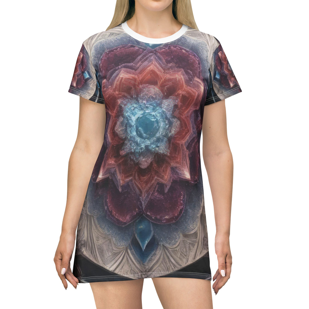 Symmetrical Crystal Bloom - T-Shirt Dress - All Over Prints - g(0D·IO) - XS - -