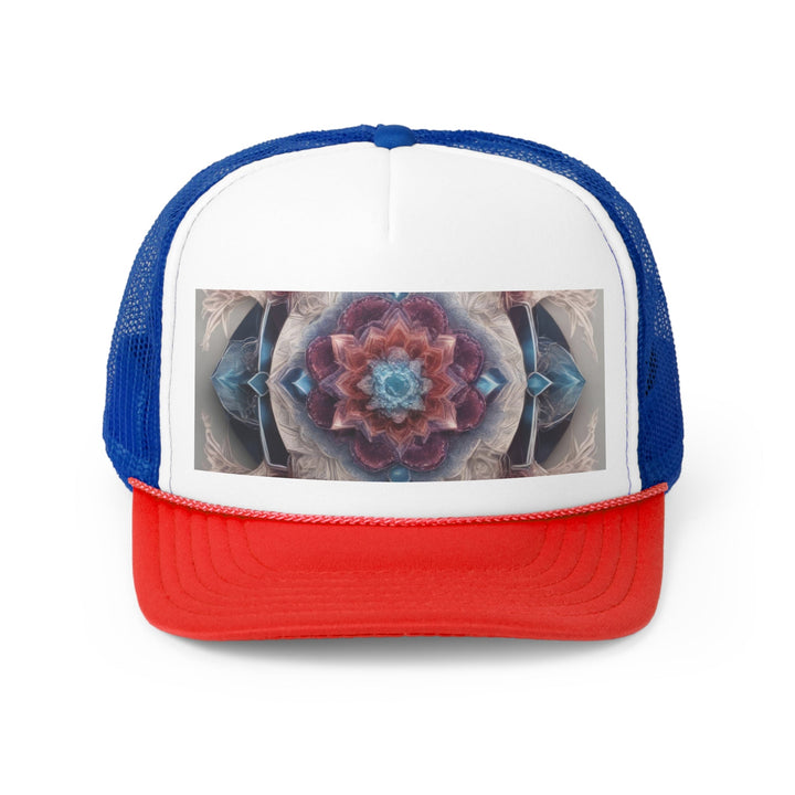 Symmetrical Crystal Bloom - Trucker Hat - Hats - g(0D·IO) - Blue/Red - One size -