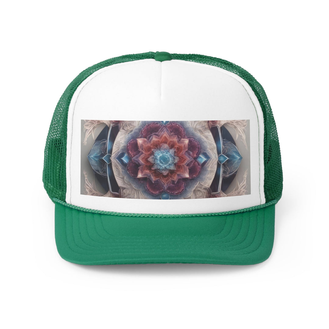 Symmetrical Crystal Bloom - Trucker Hat - Hats - g(0D·IO) - Green - One size -