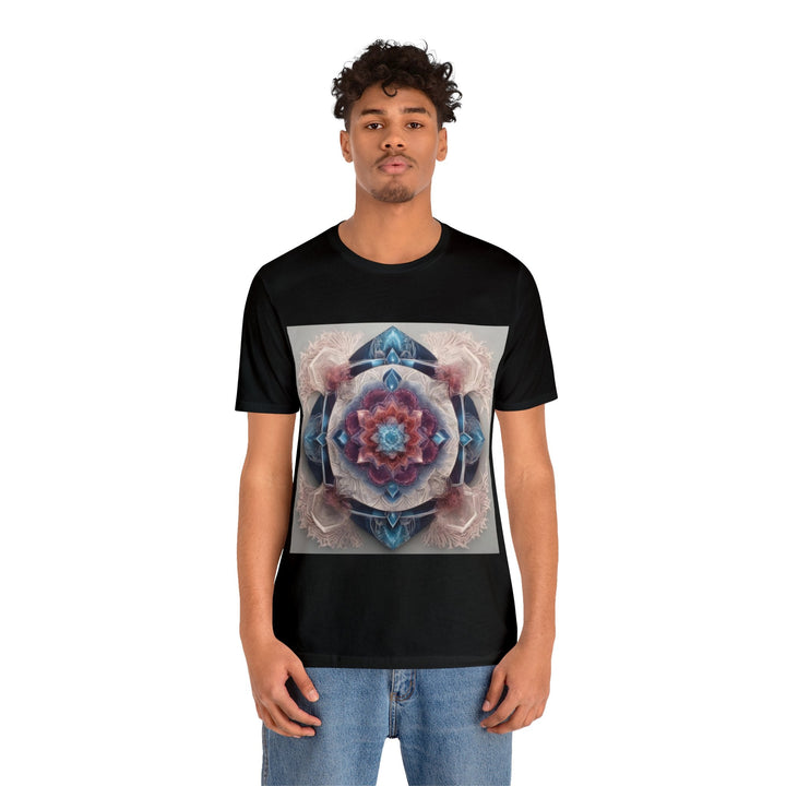 Symmetrical Crystal Bloom - Unisex Jersey Short Sleeve Tee - T-Shirt - g(0D·IO) - Black - S -