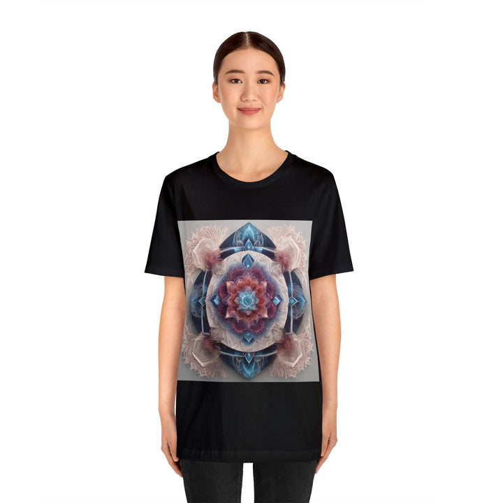 Symmetrical Crystal Bloom - Unisex Jersey Short Sleeve Tee - T-Shirt - g(0D·IO) - Black - S -