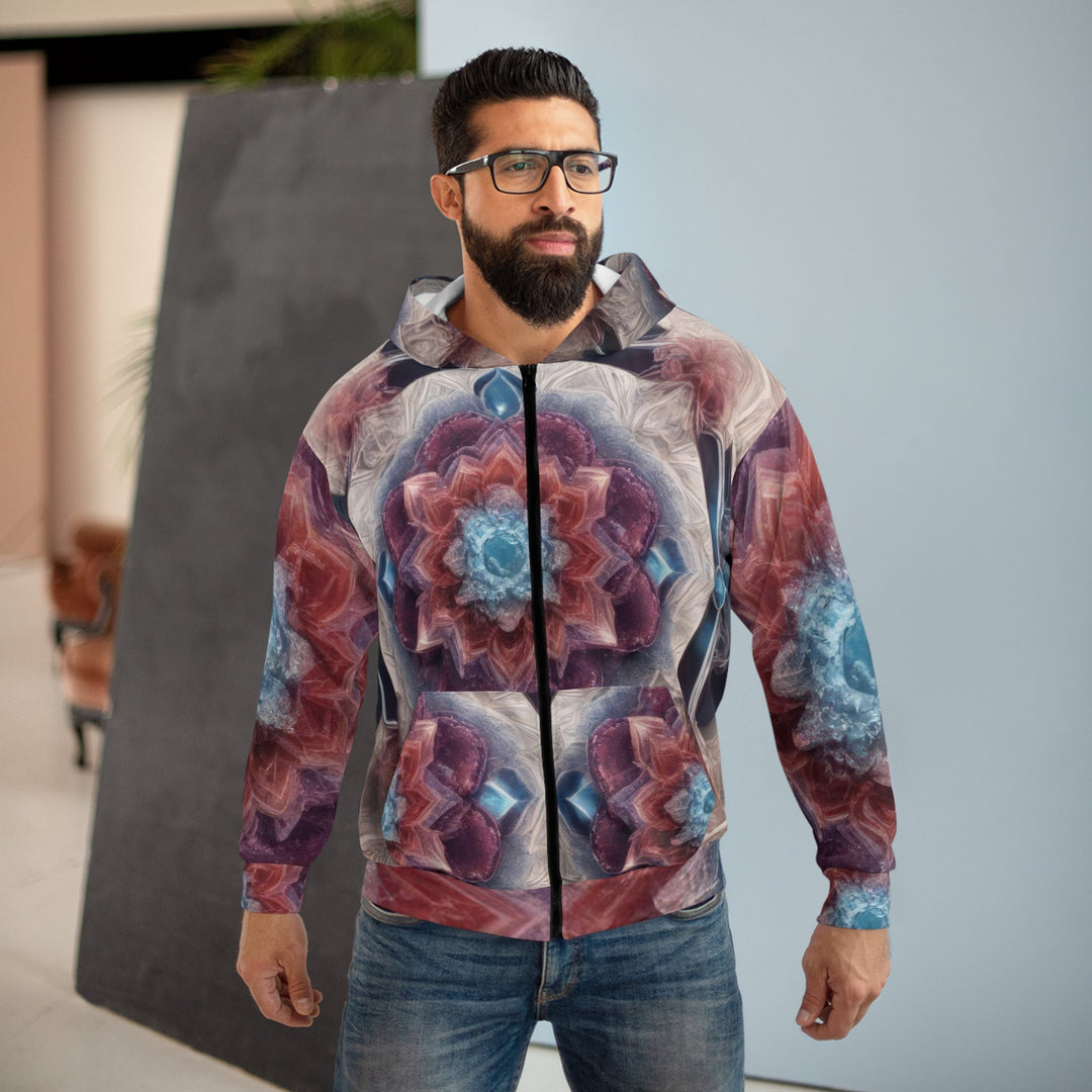 Symmetrical Crystal Bloom - Unisex Zip Hoodie - All Over Prints - g(0D·IO) - XS - -