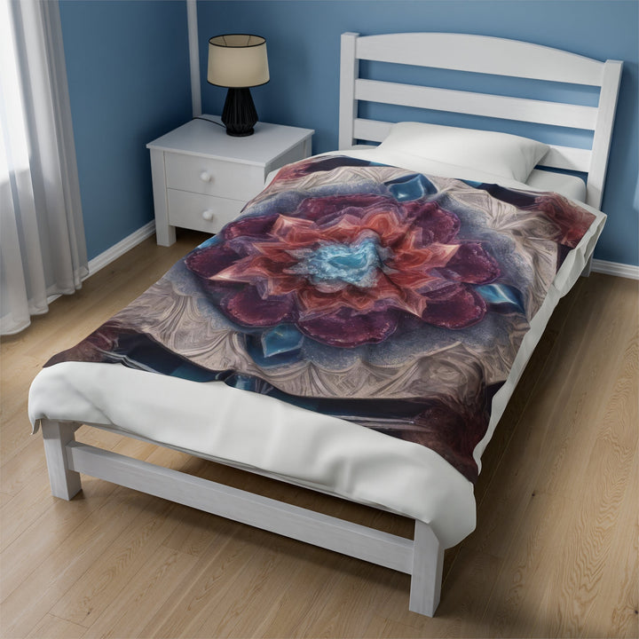 Symmetrical Crystal Bloom - Velveteen Plush Blanket - All Over Prints - g(0D·IO) - 30" × 40" - -