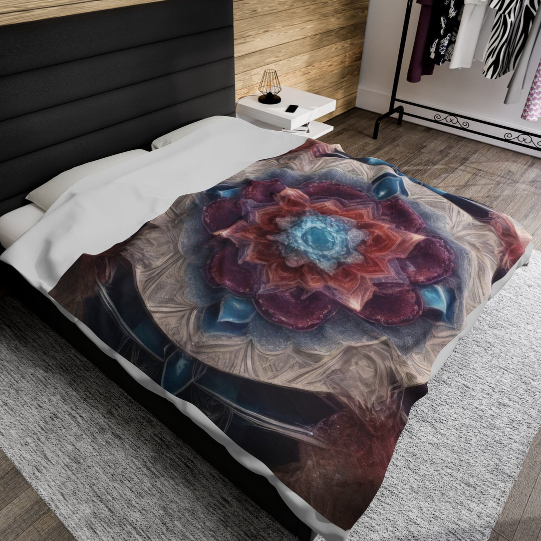 Symmetrical Crystal Bloom - Velveteen Plush Blanket - All Over Prints - g(0D·IO) - 30" × 40" - -