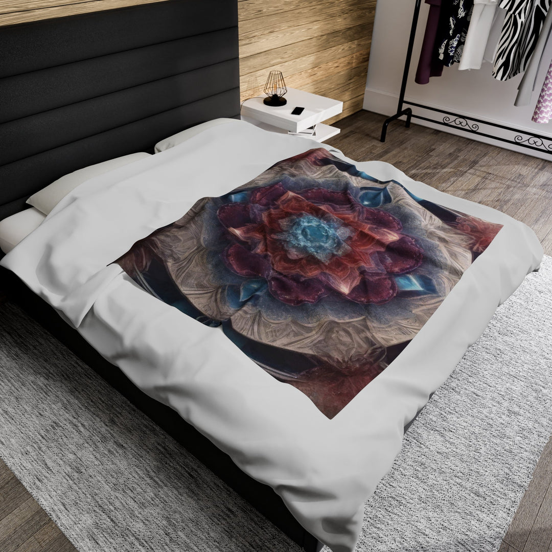 Symmetrical Crystal Bloom - Velveteen Plush Blanket - All Over Prints - g(0D·IO) - 30" × 40" - -