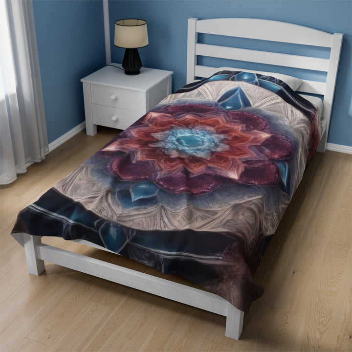 Symmetrical Crystal Bloom - Velveteen Plush Blanket - All Over Prints - g(0D·IO) - 30" × 40" - -