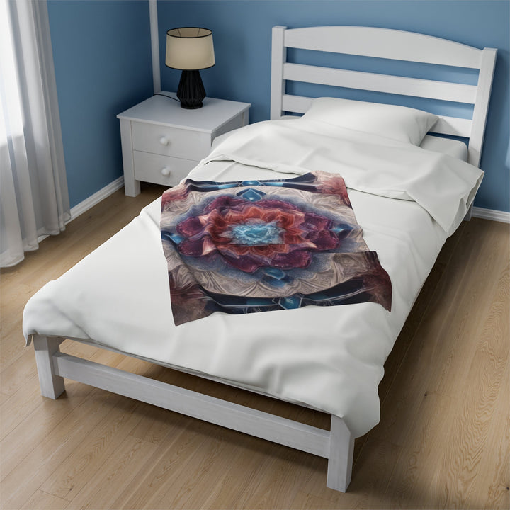 Symmetrical Crystal Bloom - Velveteen Plush Blanket - All Over Prints - g(0D·IO) - 30" × 40" - -