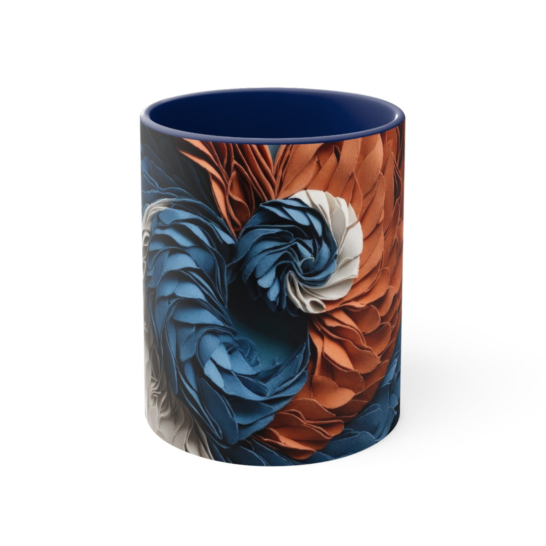 Textured Heart Art - Accent Coffee Mug - Mug - g(0D·IO) - Navy - 11oz -