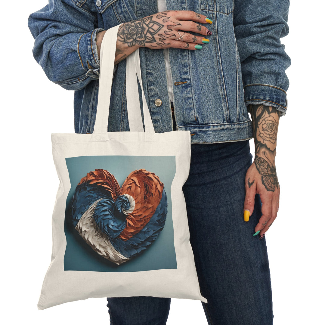 Textured Heart Art - Natural Tote Bag - Bags - g(0D·IO) - 15" x 16" - Natural -