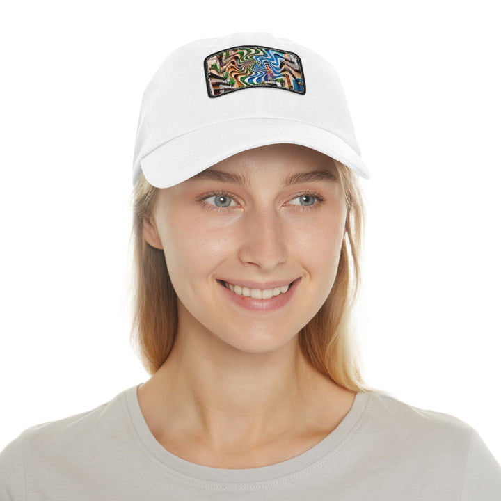 Urban Whimsical Vortex - Dad Hat - Hats - g(0D·IO) - White / Black patch - Rectangle - One size