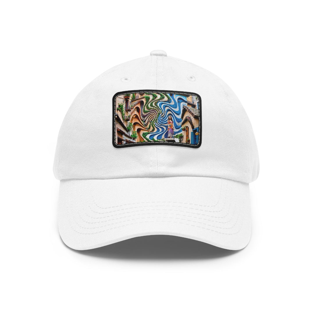 Urban Whimsical Vortex - Dad Hat - Hats - g(0D·IO) - White / Black patch - Rectangle - One size