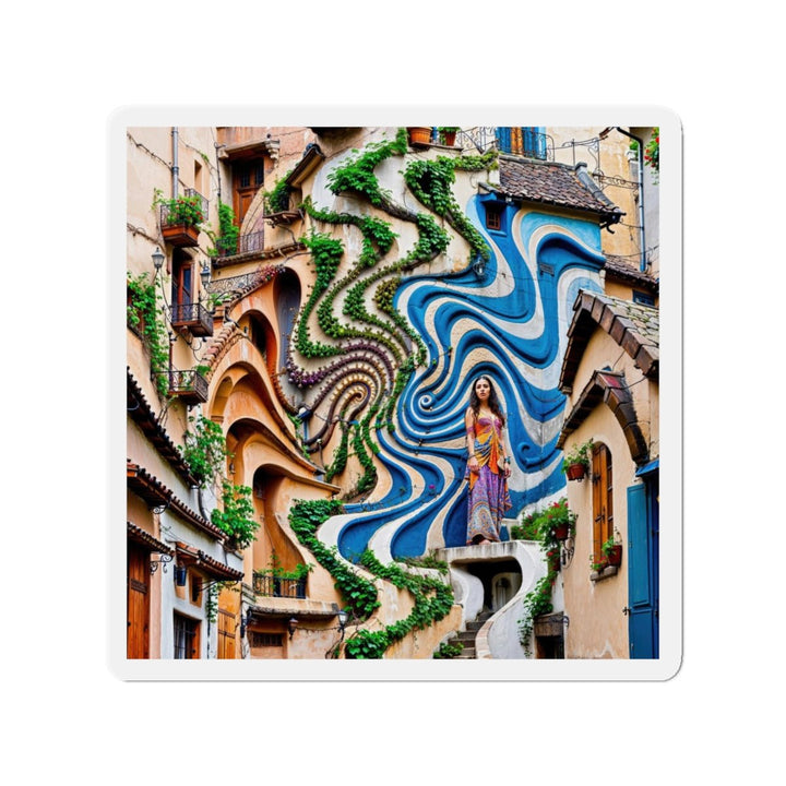 Urban Whimsical Vortex - Die-cut Magnet - Home Decor - g(0D·IO) - 4" x 4" - Die-Cut - 1 pc