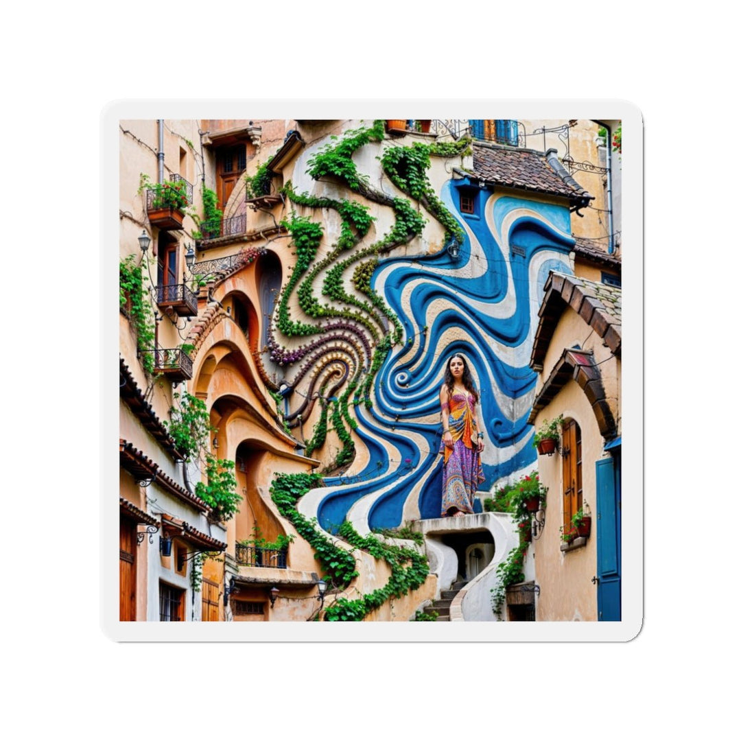 Urban Whimsical Vortex - Die-cut Magnet - Home Decor - g(0D·IO) - 3" x 3" - Die-Cut - 1 pc