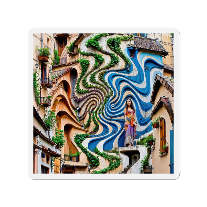 Urban Whimsical Vortex - Die-cut Magnet - Home Decor - g(0D·IO) - 2" x 2" - Die-Cut - 1 pc