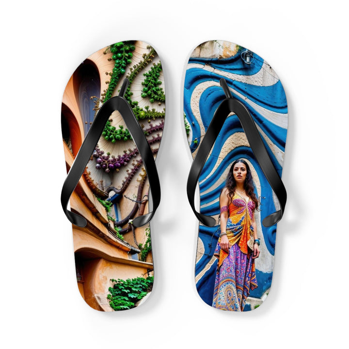 Urban Whimsical Vortex - Flip Flops - Shoes - g(0D·IO) - L - Black sole -