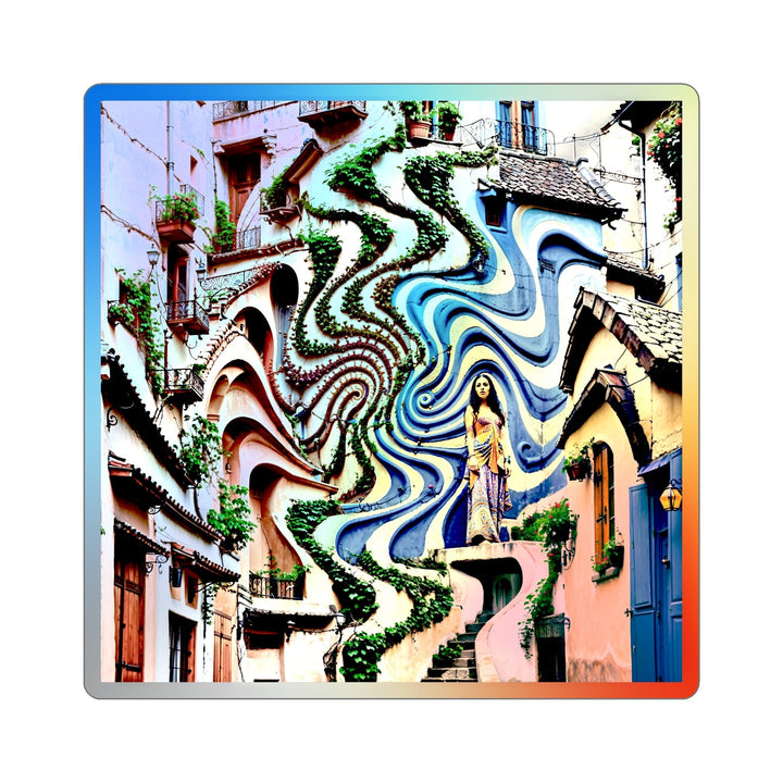 Urban Whimsical Vortex - Holographic Die-Cut Sticker - Paper products - g(0D·IO) - 4" × 4" - Die-Cut - Holographic