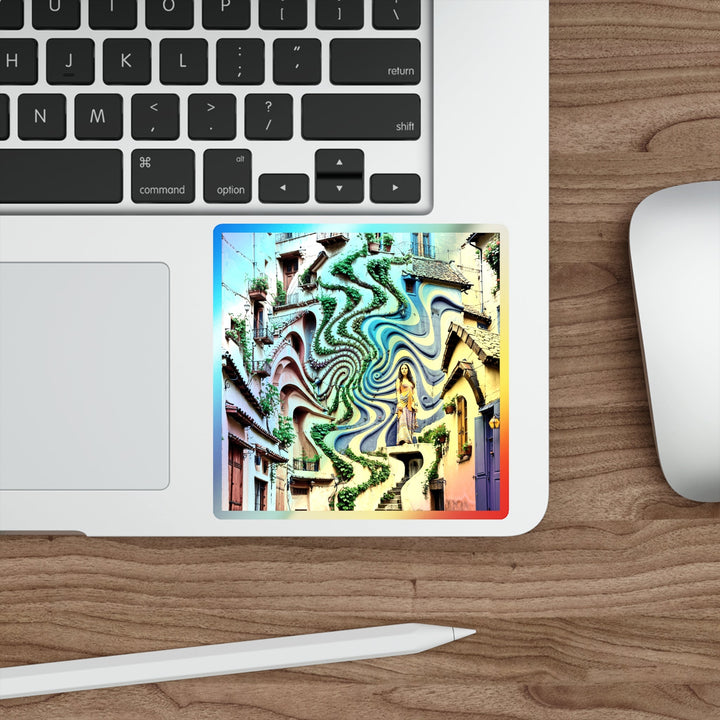 Urban Whimsical Vortex - Holographic Die-Cut Sticker - Paper products - g(0D·IO) - 5" × 5" - Die-Cut - Holographic