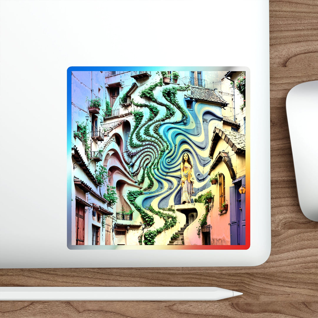 Urban Whimsical Vortex - Holographic Die-Cut Sticker - Paper products - g(0D·IO) - 5" × 5" - Die-Cut - Holographic