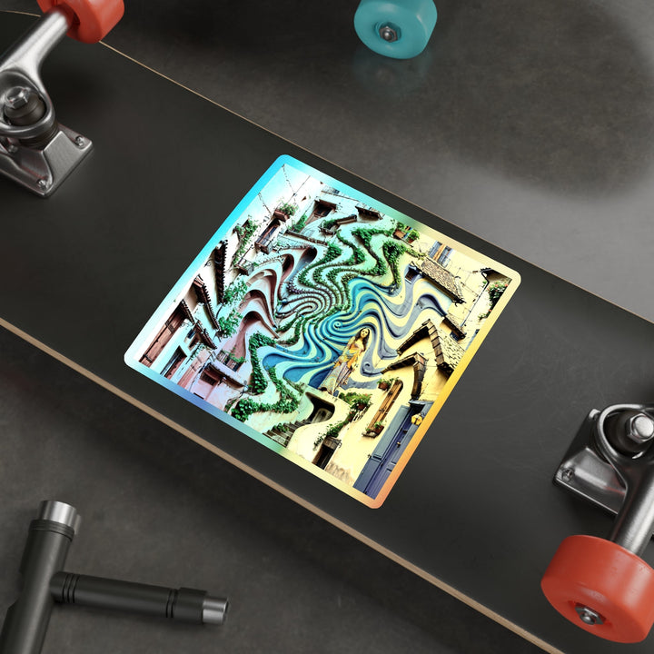 Urban Whimsical Vortex - Holographic Die-Cut Sticker - Paper products - g(0D·IO) - 5" × 5" - Die-Cut - Holographic