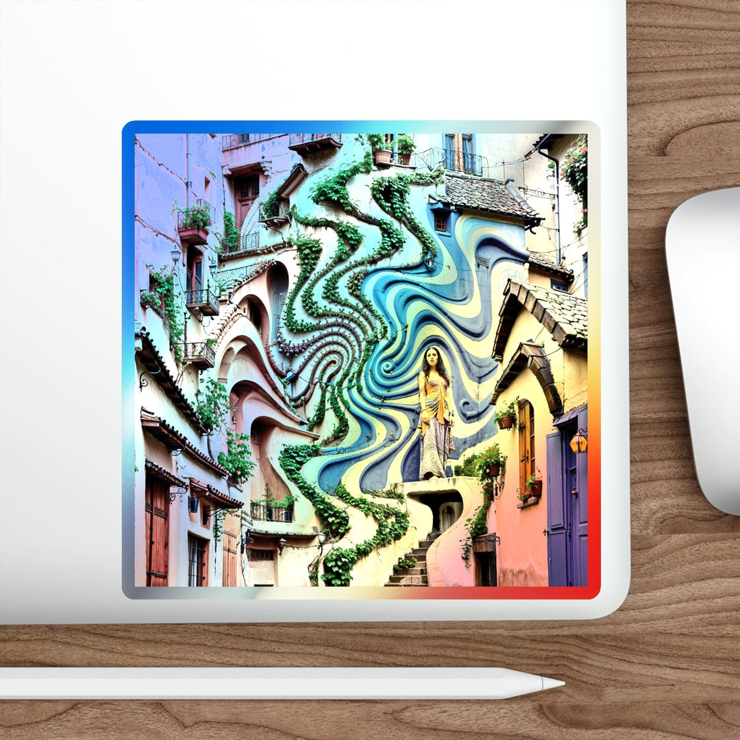 Urban Whimsical Vortex - Holographic Die-Cut Sticker - Paper products - g(0D·IO) - 5" × 5" - Die-Cut - Holographic