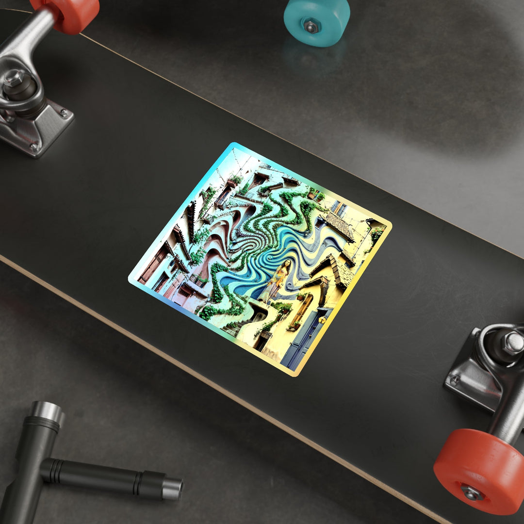 Urban Whimsical Vortex - Holographic Die-Cut Sticker - Paper products - g(0D·IO) - 5" × 5" - Die-Cut - Holographic