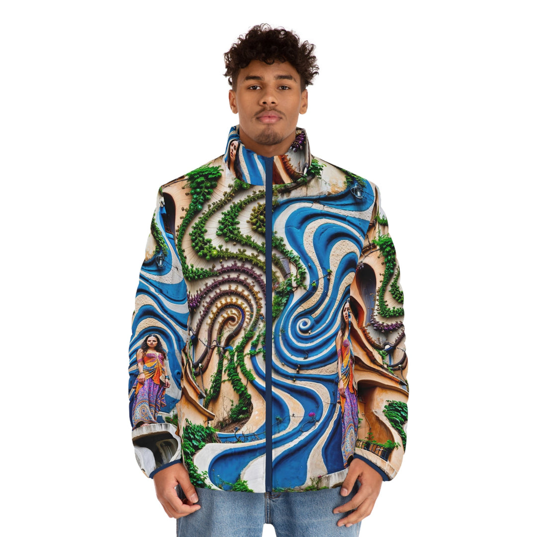 Urban Whimsical Vortex - Puffer Jacket - All Over Prints - g(0D·IO) - S - Black zipper -