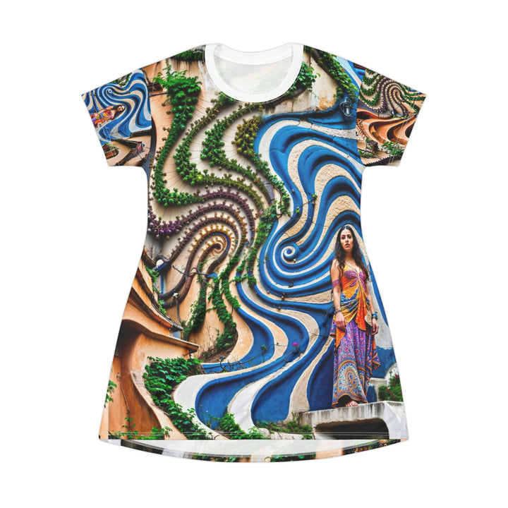 Urban Whimsical Vortex - T-Shirt Dress - All Over Prints - g(0D·IO) - XS - -