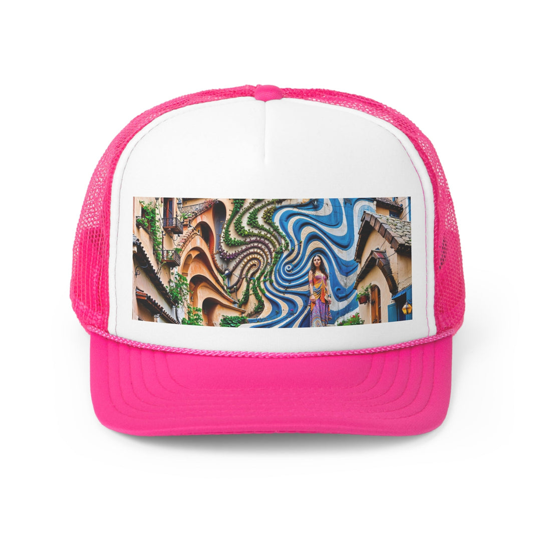 Urban Whimsical Vortex - Trucker Hat - Hats - g(0D·IO) - Pink - One size -