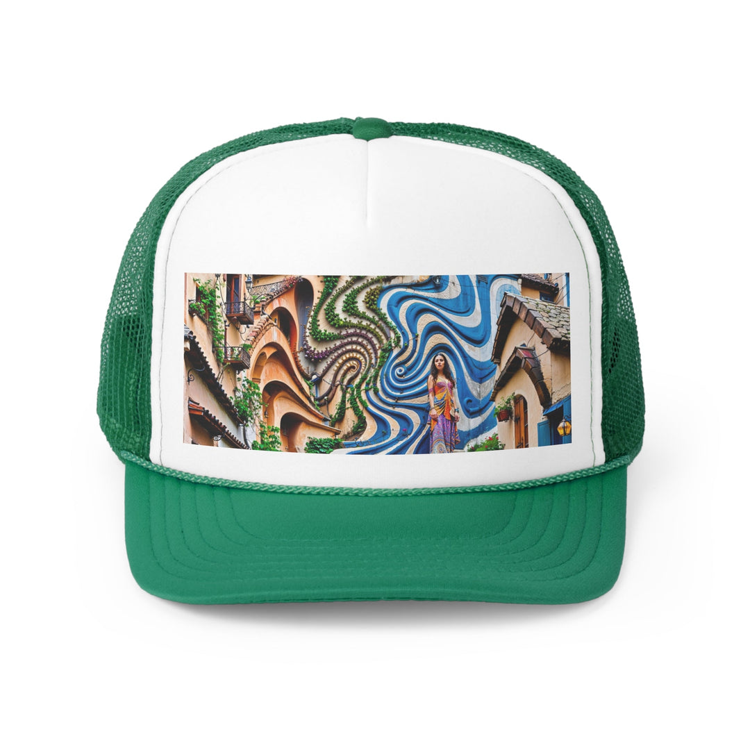 Urban Whimsical Vortex - Trucker Hat - Hats - g(0D·IO) - Green - One size -