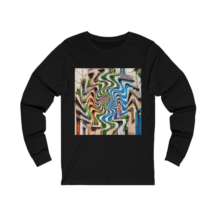 Urban Whimsical Vortex - Unisex Jersey Long Sleeve Tee - Long-sleeve - g(0D·IO) - S - Black -