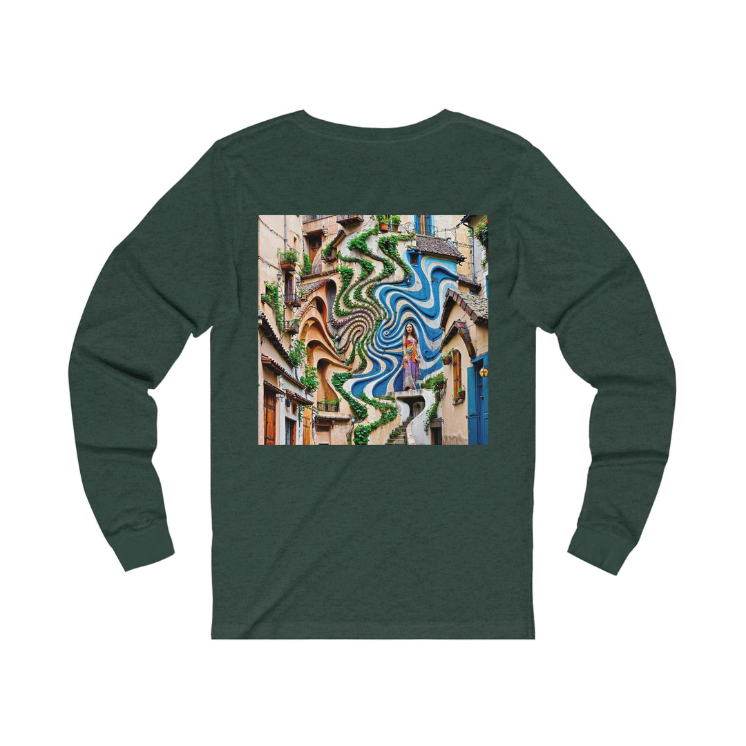 Urban Whimsical Vortex - Unisex Jersey Long Sleeve Tee - Long-sleeve - g(0D·IO) - S - Heather Forest -