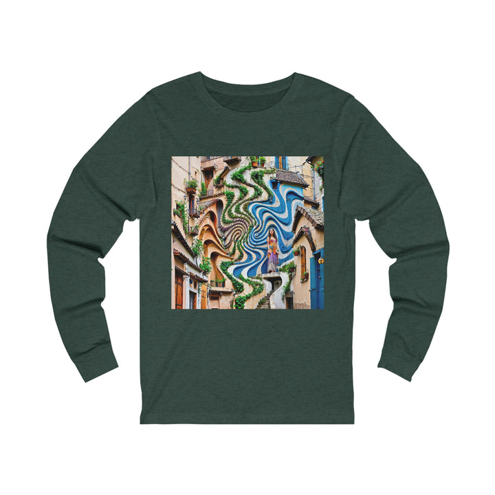 Urban Whimsical Vortex - Unisex Jersey Long Sleeve Tee - Long-sleeve - g(0D·IO) - S - Heather Forest -