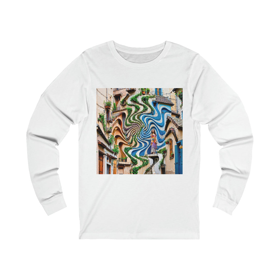 Urban Whimsical Vortex - Unisex Jersey Long Sleeve Tee - Long-sleeve - g(0D·IO) - S - White -