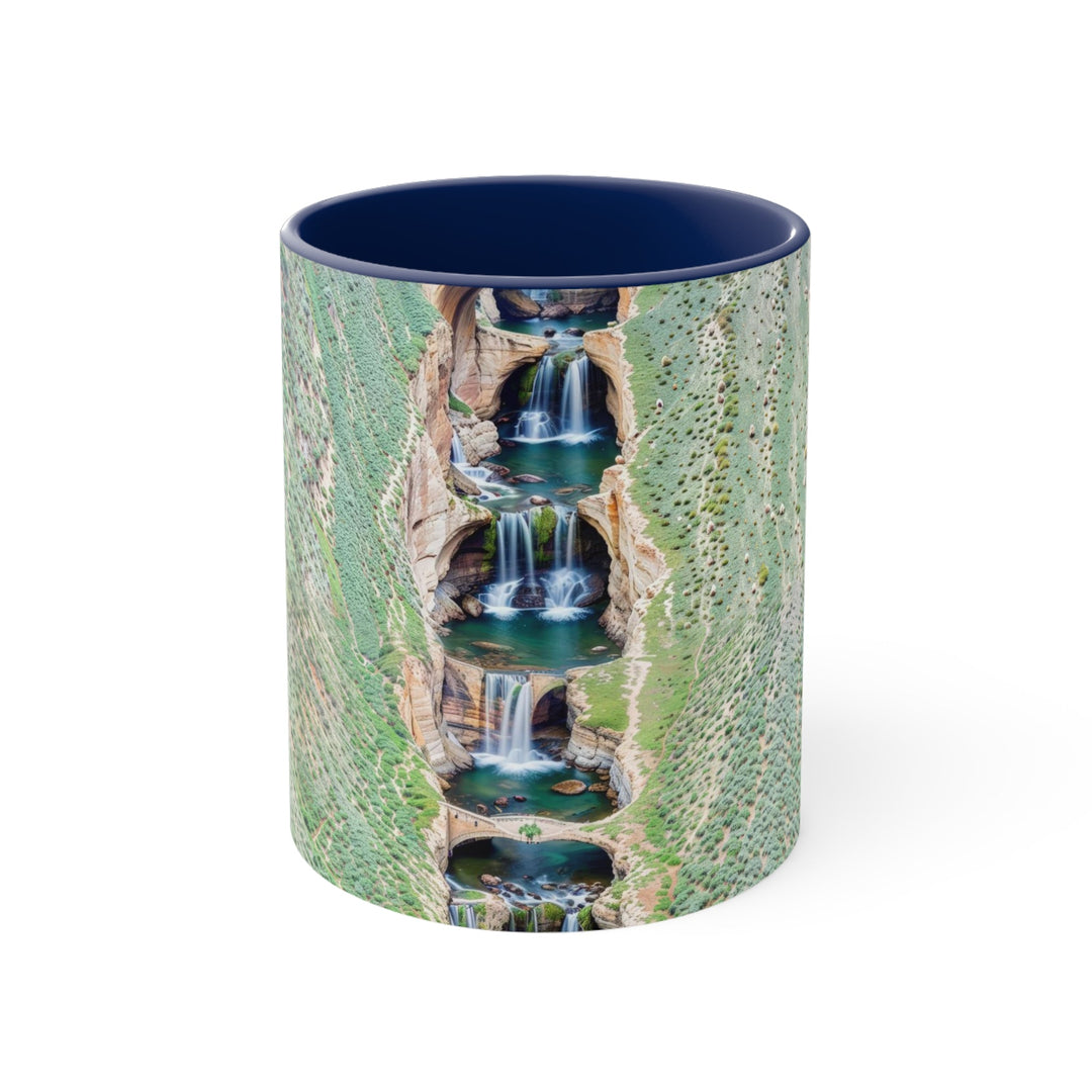 Verdant Cascade Serenity - Accent Coffee Mug - Mug - g(0D·IO) - Navy - 11oz -