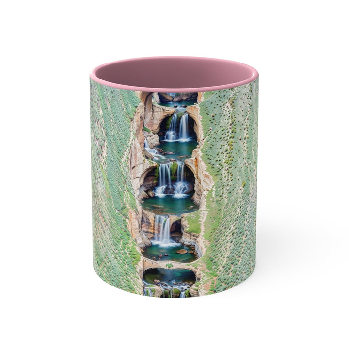 Verdant Cascade Serenity - Accent Coffee Mug - Mug - g(0D·IO) - Pink - 11oz -