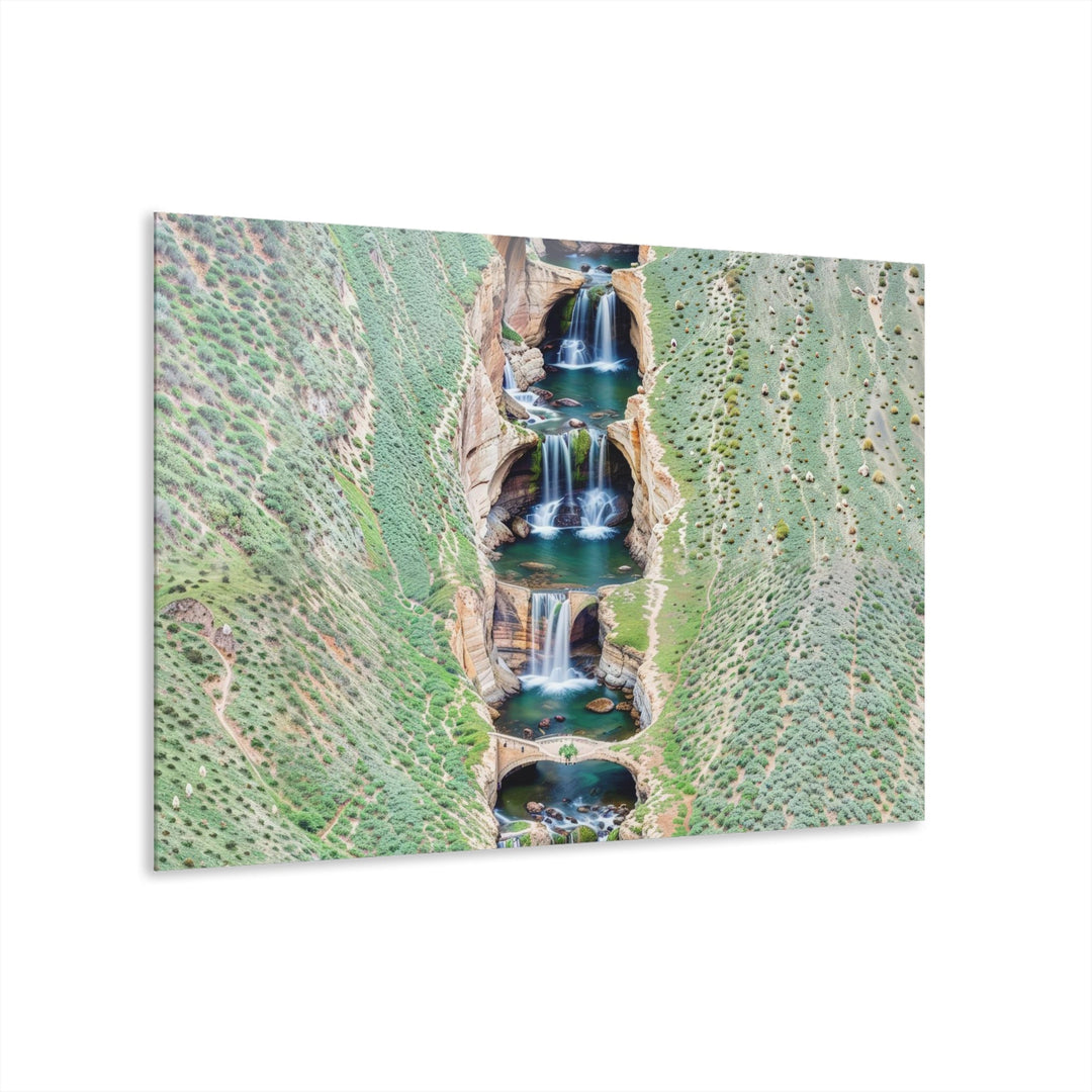 Verdant Cascade Serenity - Acrylic Prints (French Cleat Hanging) - Home Decor - g(0D·IO) - 36" x 24" (Horizontal) - 0.25'' -